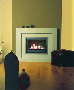 gas fireplace / contemporary / closed hearth / built-in