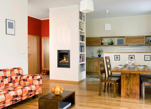 gas heating stove / contemporary / metal / wall-mounted