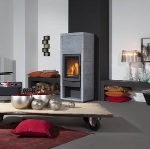 wood heating stove / contemporary / stone