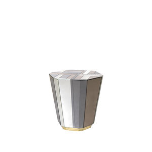 contemporary side table / polished brass / glass