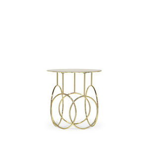 original design side table / polished brass / glass / round