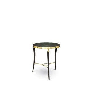 traditional side table / polished brass / smoked glass / round