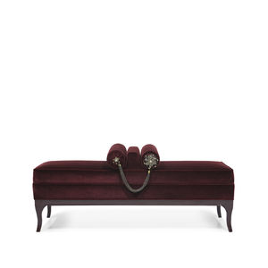 traditional upholstered bench / velvet / lacquered wood