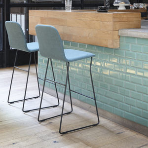 contemporary bar chair / upholstered / sled base / fabric