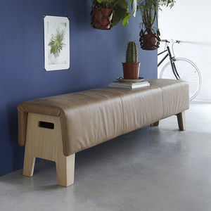 contemporary upholstered bench / fabric / leather / wooden