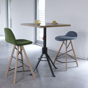 contemporary bistro table / steel / oak / teak