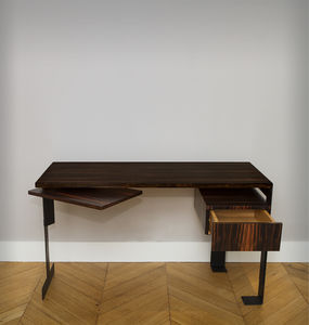 wooden desk / metal / Art Deco / by Pierre Chareau