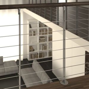 glass railing / wooden / stainless steel / glass panel