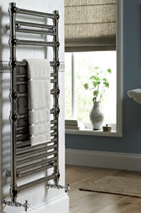 hot water towel radiator / metal / traditional / vertical