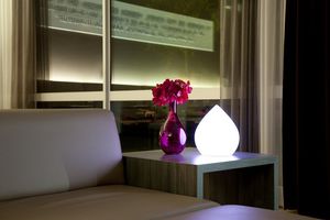 bedside table lamp / contemporary / glass / LED