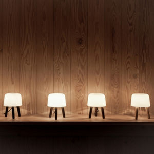 table lamp / contemporary / borosilicate glass / wooden