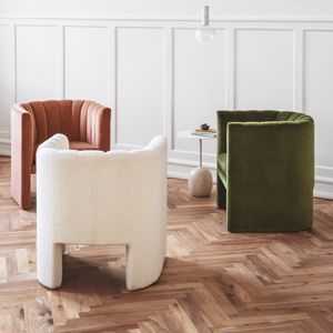 contemporary armchair / fabric / with removable cushion / green