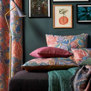 upholstery fabric / floral pattern / polyester / viscose