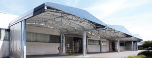 entrance canopy / metal / fabric / precast