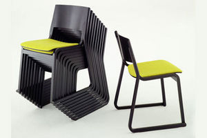 contemporary chair / stackable / beech / sled base