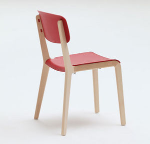 contemporary chair / wooden / stackable