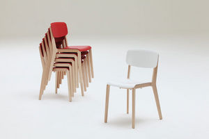 contemporary chair / stackable / wooden