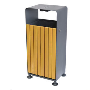 public trash can / metal / wooden / contemporary