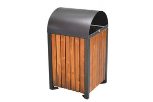 public trash can / metal / wooden / contemporary