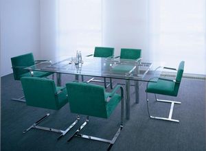 dining table / contemporary / glass / steel