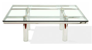 coffee table / contemporary / glass / steel