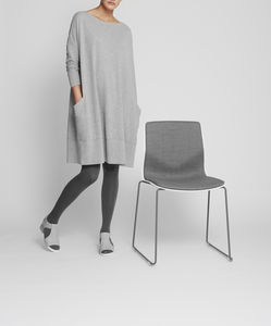 contemporary visitor chair / polypropylene / upholstered / sled base