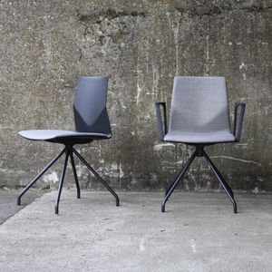 contemporary visitor chair / with armrests / upholstered / star base