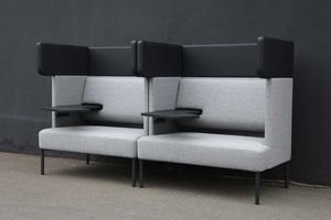 contemporary upholstered bench / fabric / commercial / high-back