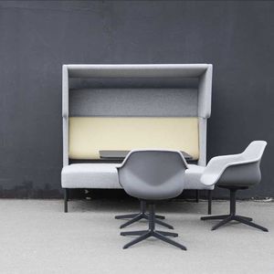 contemporary upholstered bench / fabric / commercial / high-back