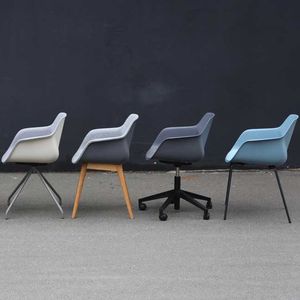 contemporary visitor chair / with armrests / upholstered / star base