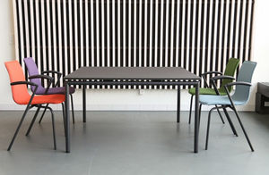 contemporary table / laminate / aluminum / rectangular