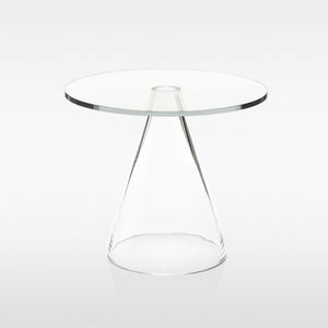 contemporary side table / glass / round