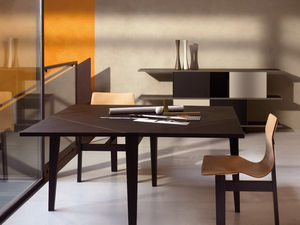 contemporary table / wooden / square / extending