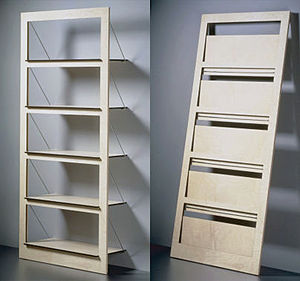 wall-mounted shelf / contemporary / wooden / steel