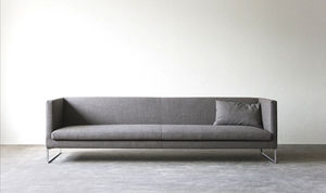 contemporary sofa / leather / steel / fabric