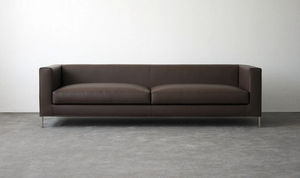 contemporary sofa / leather / steel / fabric