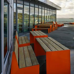 contemporary table / wooden / COR-TEN® steel / rectangular