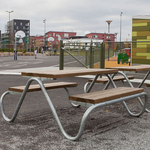 contemporary picnic table / wooden / COR-TEN® steel / galvanized steel