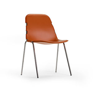 original design visitor chair / leather / for public buildings / contract