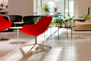 contemporary visitor chair / fabric / birch / leather