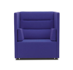 contemporary visitor armchair / wooden / fabric / chrome