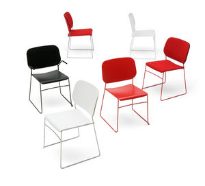 contemporary visitor chair / fabric / oak / chrome