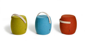 contemporary stool / wood / leather / commercial