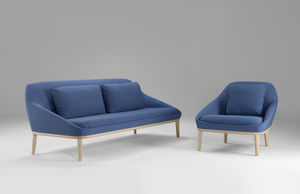 contemporary sofa / leather / wood / steel