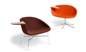 contemporary chair / tablet / upholstered / with armrests
