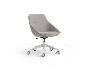 contemporary office armchair / fabric / leather / aluminium