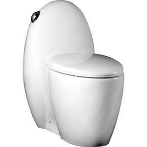 free-standing WC / monobloc / ceramic / with flush button