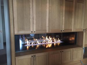 gas fireplace / contemporary / closed hearth / built-in