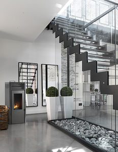 pellet heating stove / contemporary / metal / central