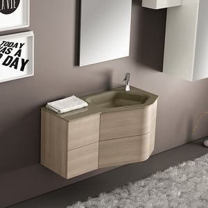 wall-hung washbasin cabinet / wooden / composite / contemporary